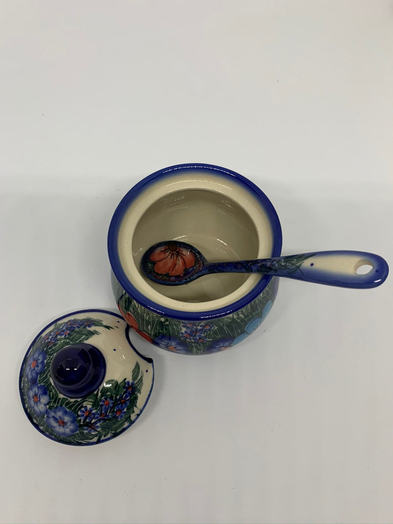 7 oz Unikat Sugar Bowl and Spoon Set (3 Pieces), Daisy Meadow