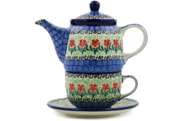 Tea Set for One (4 pieces), Poppy Row